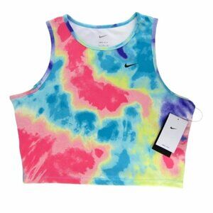 Nike Dri Fit Fast Tie Dye Cropped Training Tank Top Size XL Rainbow New Tags